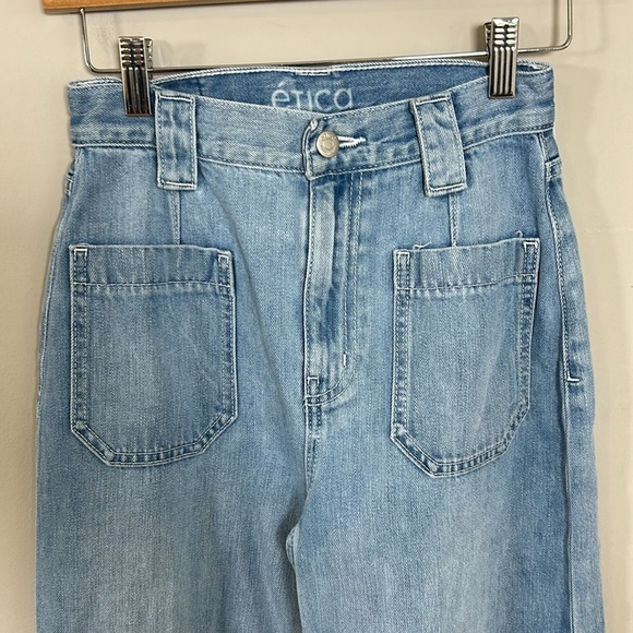 Etica Jean Devon Wide Leg High Rise Mountain Air Light Wash Sz 24 - Picture 4 of 13